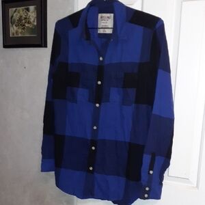 Mossimo Supply Co. Women's Black and Blue Checkered Shirt, Sz S